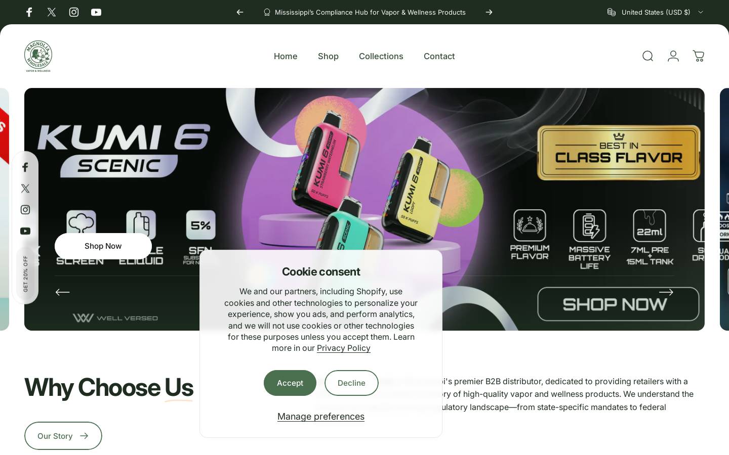 wholesalemagnolia.com homepage screenshot