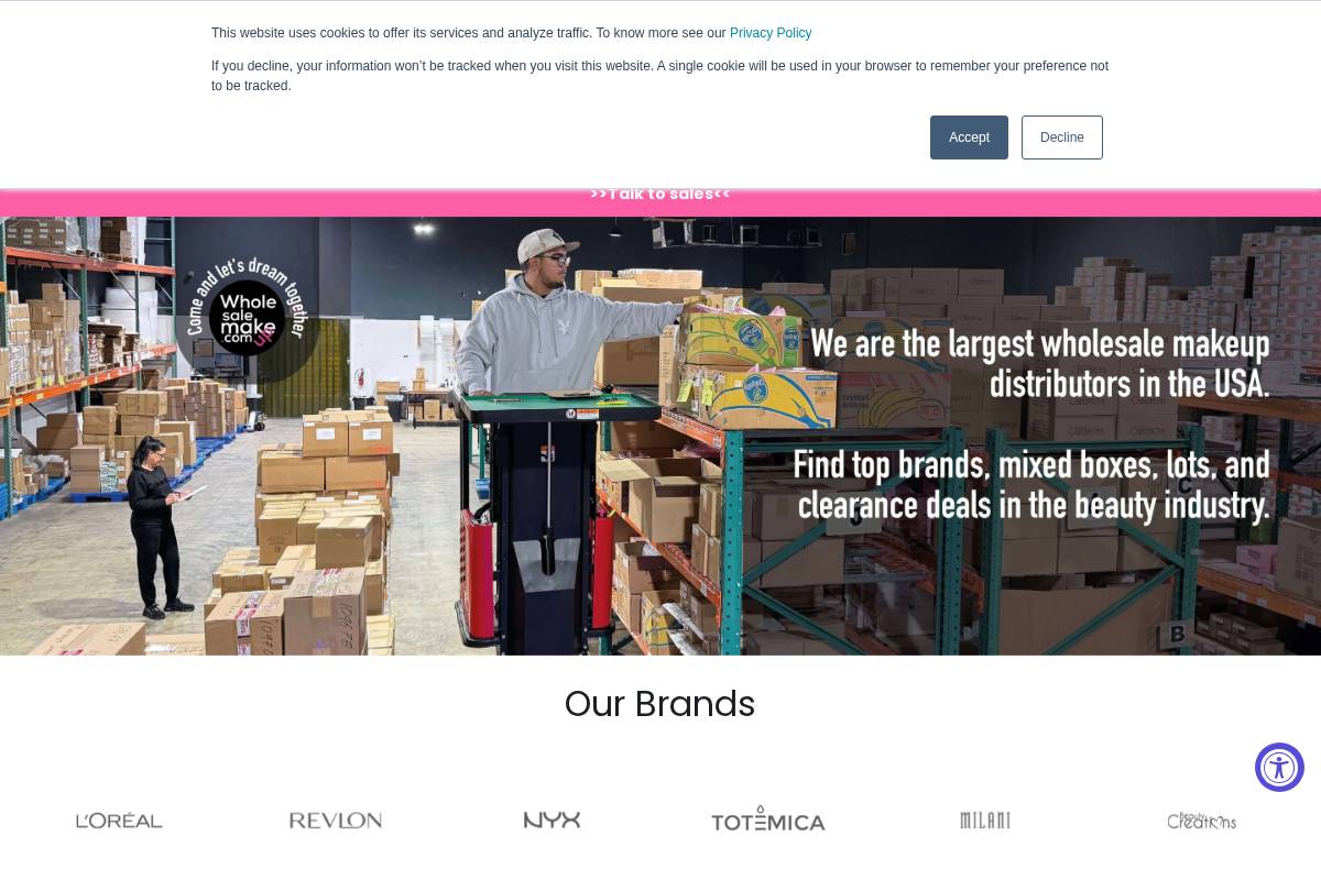 Wholesalemakeup homepage screenshot