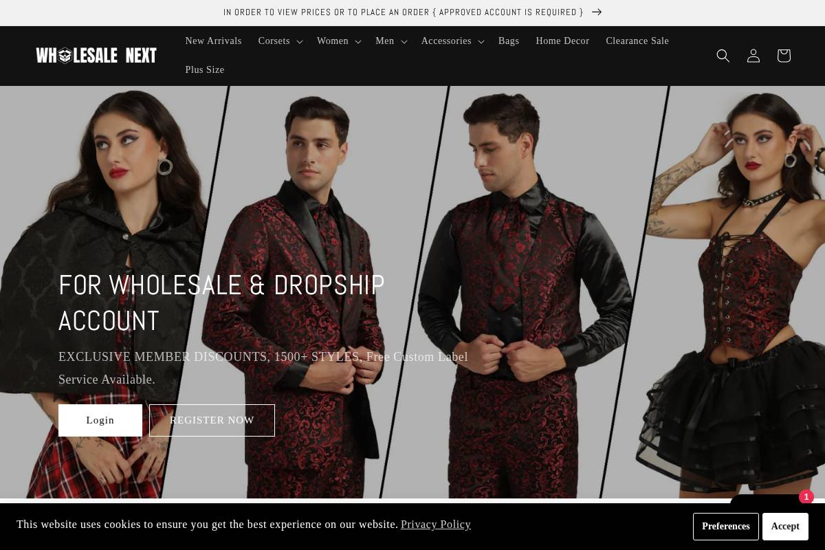 wholesalenext.com homepage screenshot