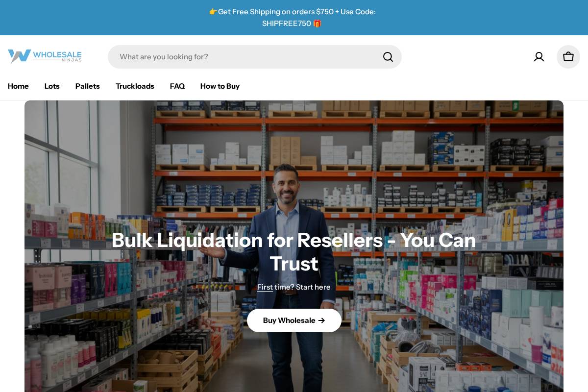 Wholesale Ninjas homepage screenshot