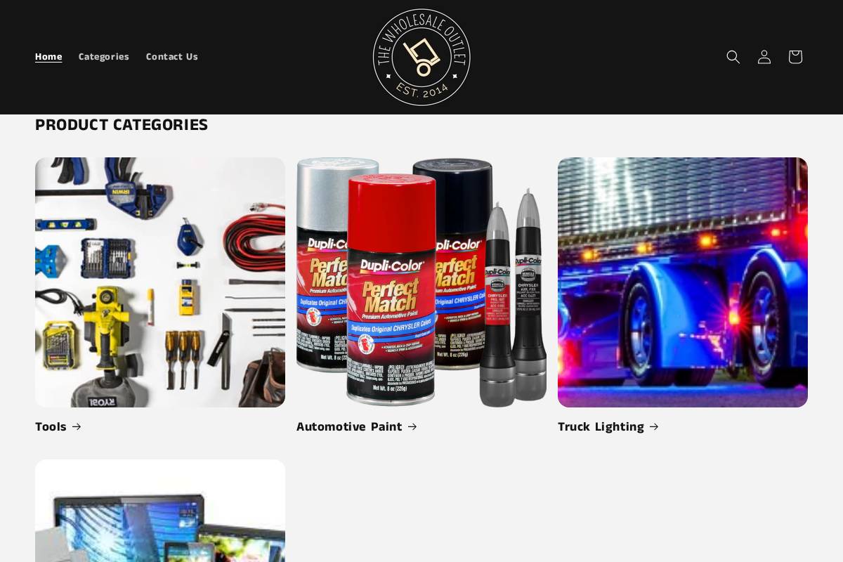 wholesaleoutletco.com homepage screenshot