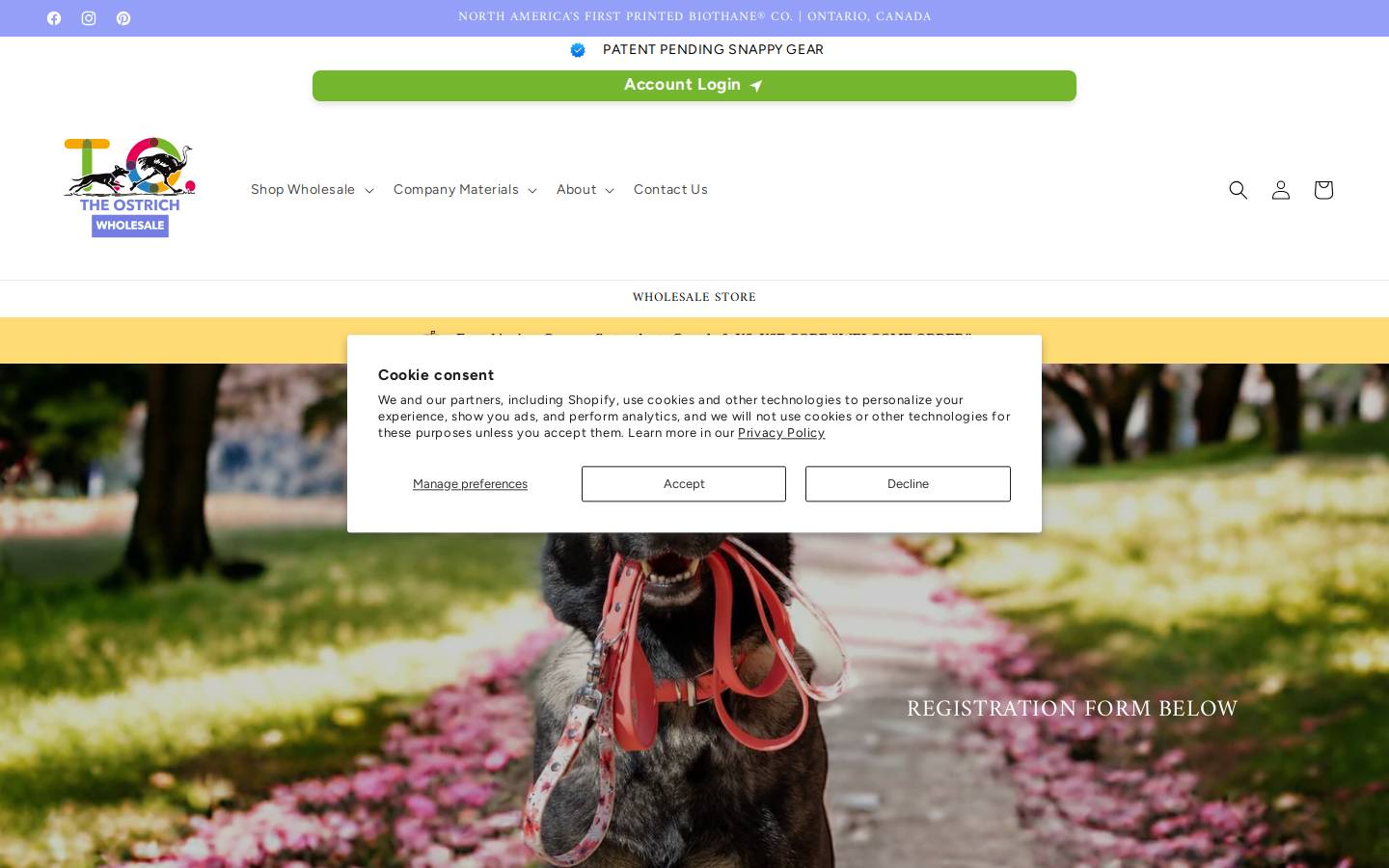 wholesaletheostrich.com homepage screenshot