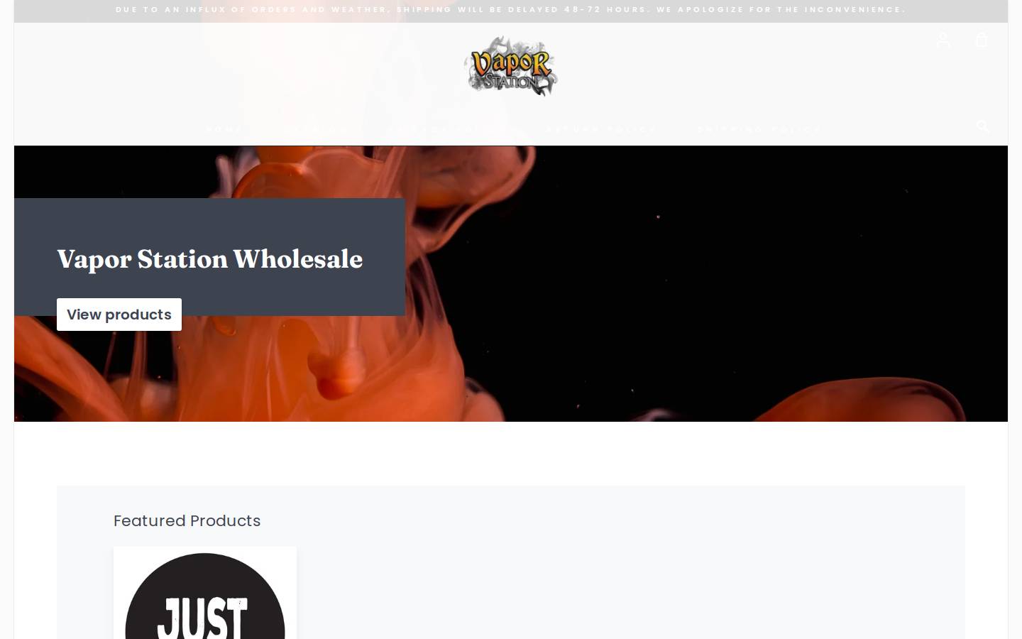 wholesalevaporstation.com homepage screenshot