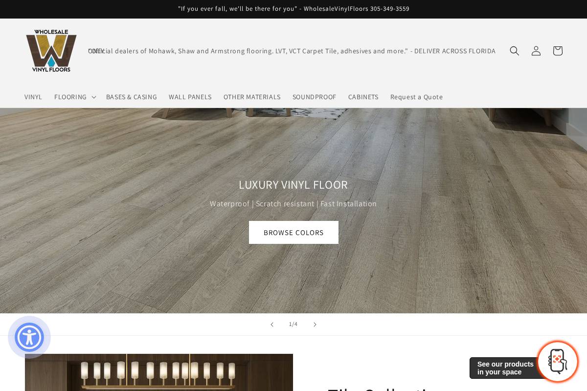 wholesalevinylfloors.com homepage screenshot