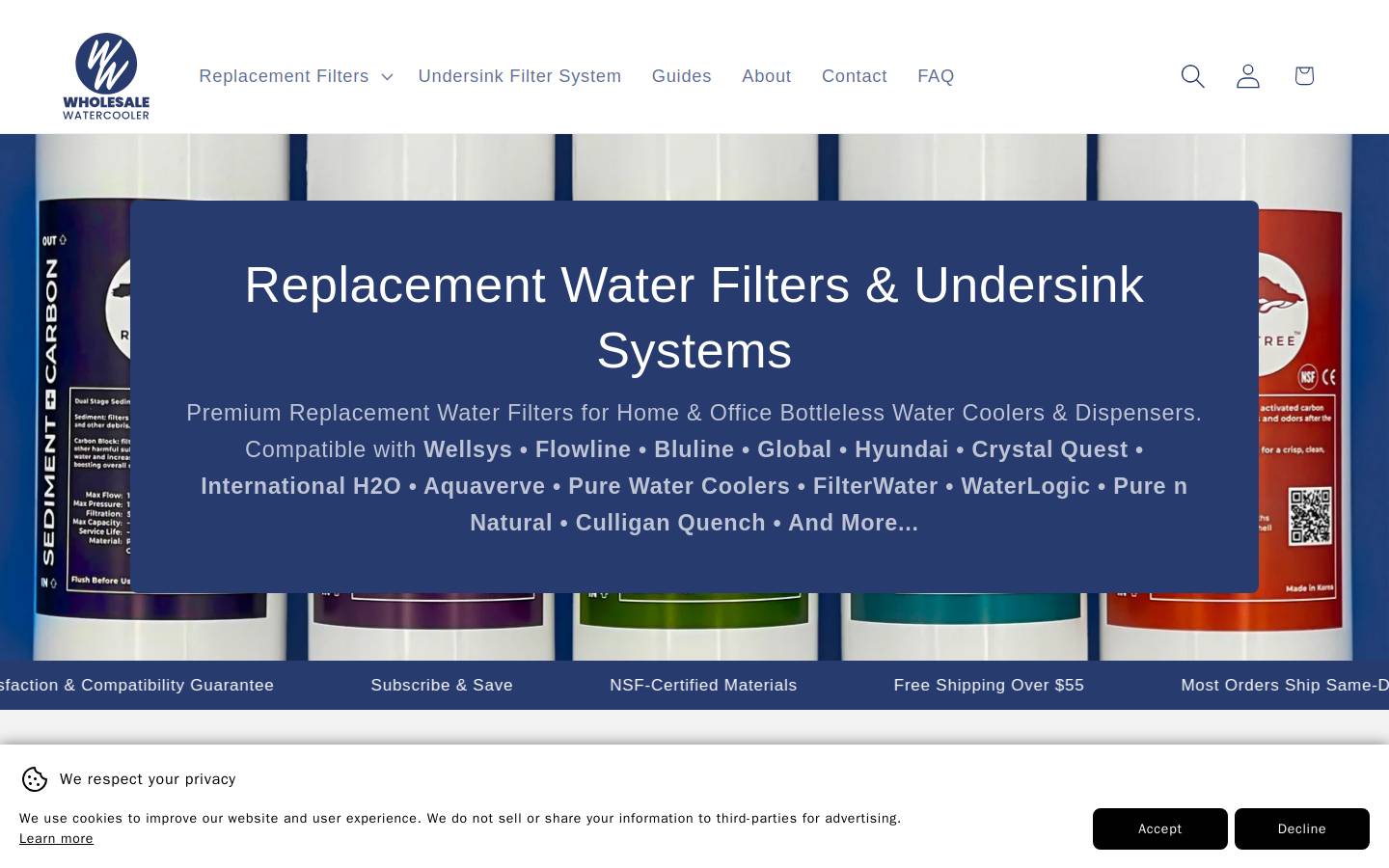 wholesalewatercooler.com homepage screenshot