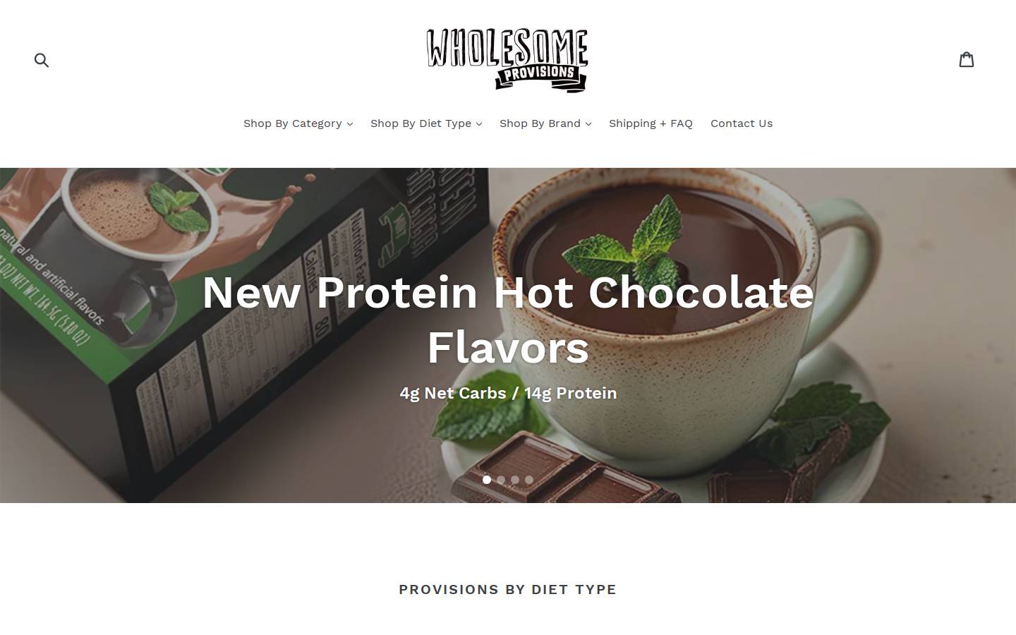 wholesomeprovisions.com homepage screenshot