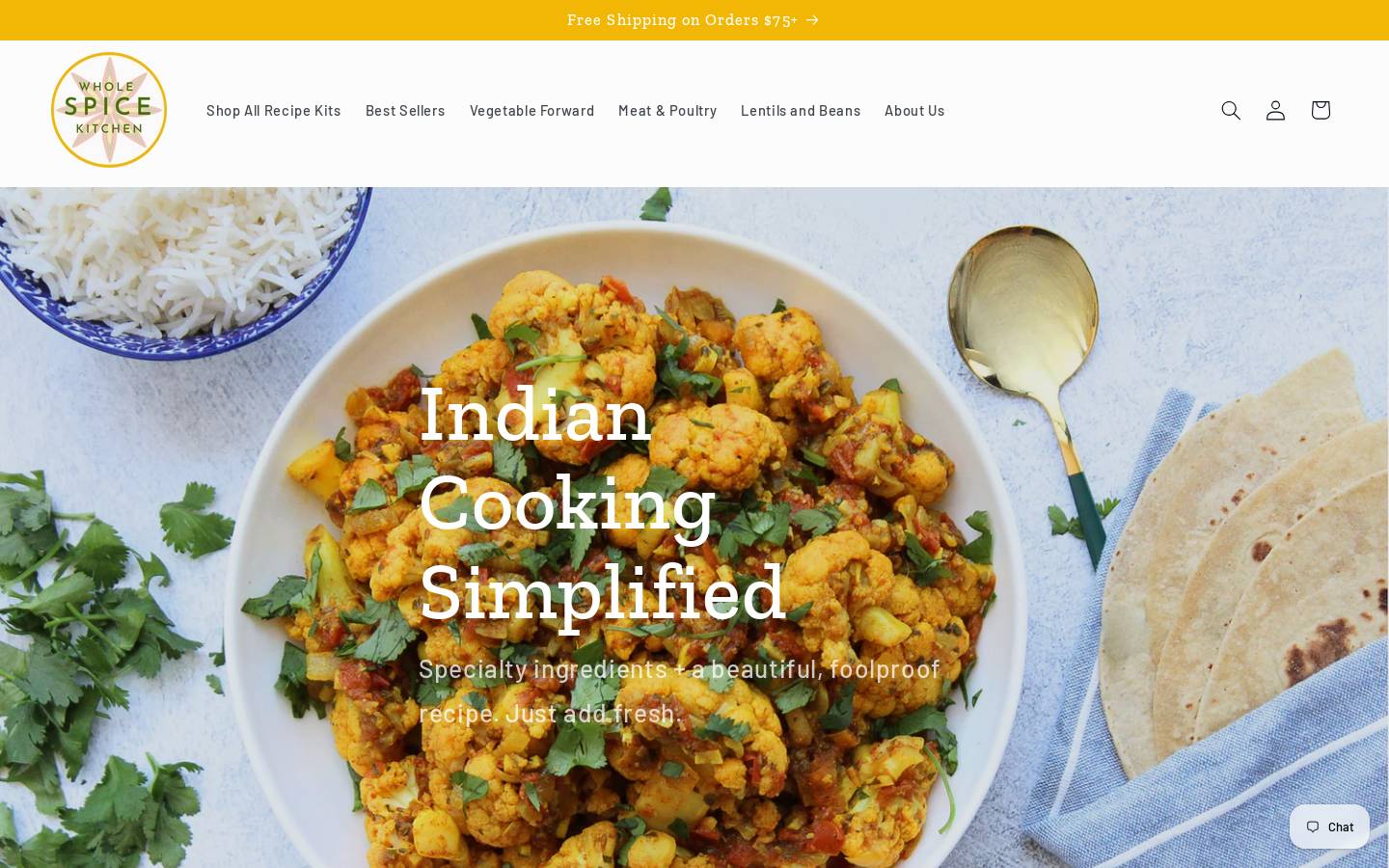wholespicekitchen.com homepage screenshot