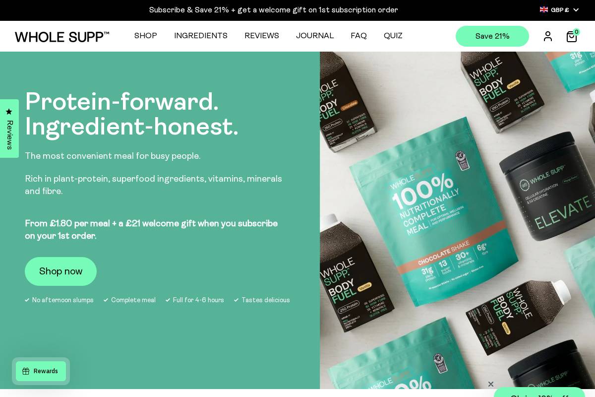 Whole Supp homepage screenshot