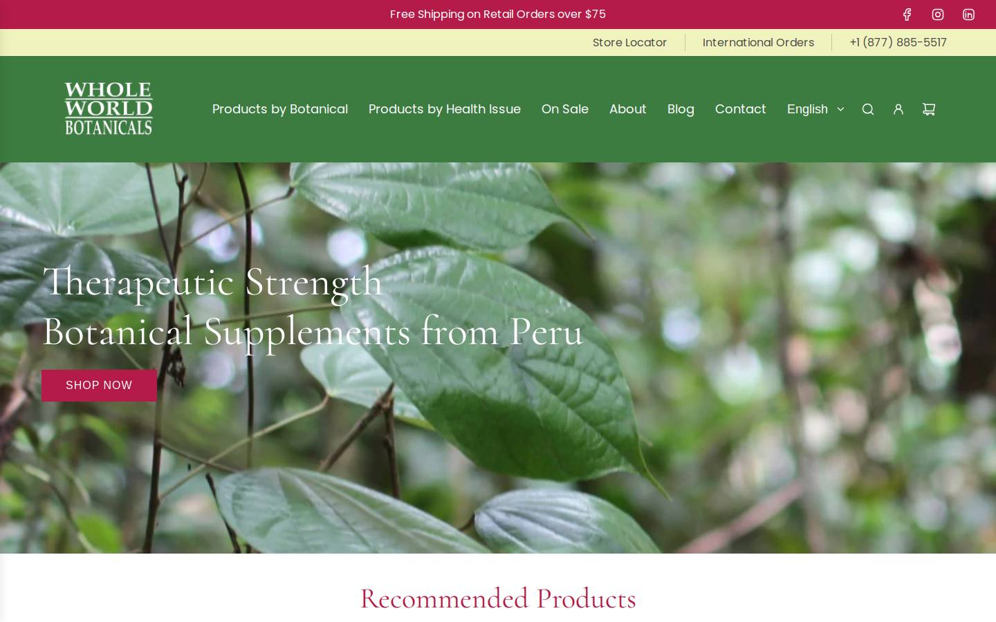 wholeworldbotanicals.com homepage screenshot