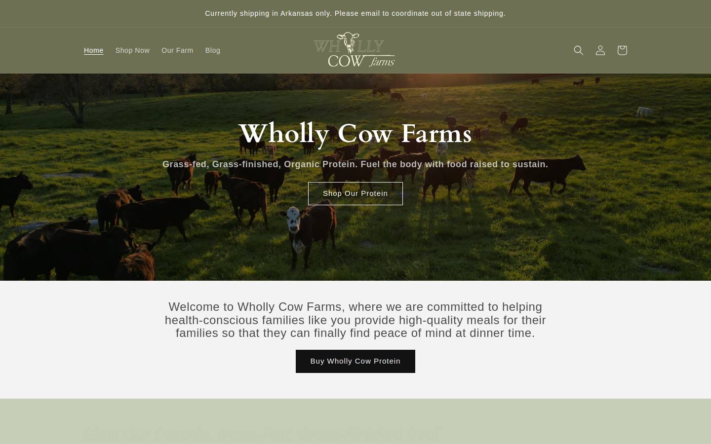 whollycowfarms.com homepage screenshot