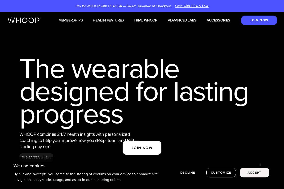 whoop.com homepage screenshot