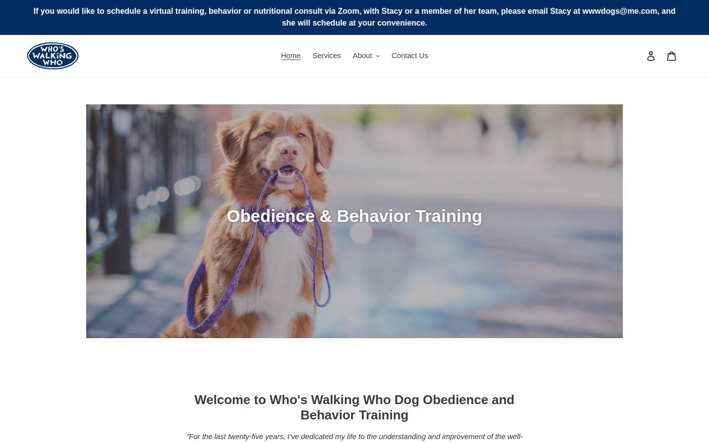 whoswalkingwhodogtraining.com homepage screenshot