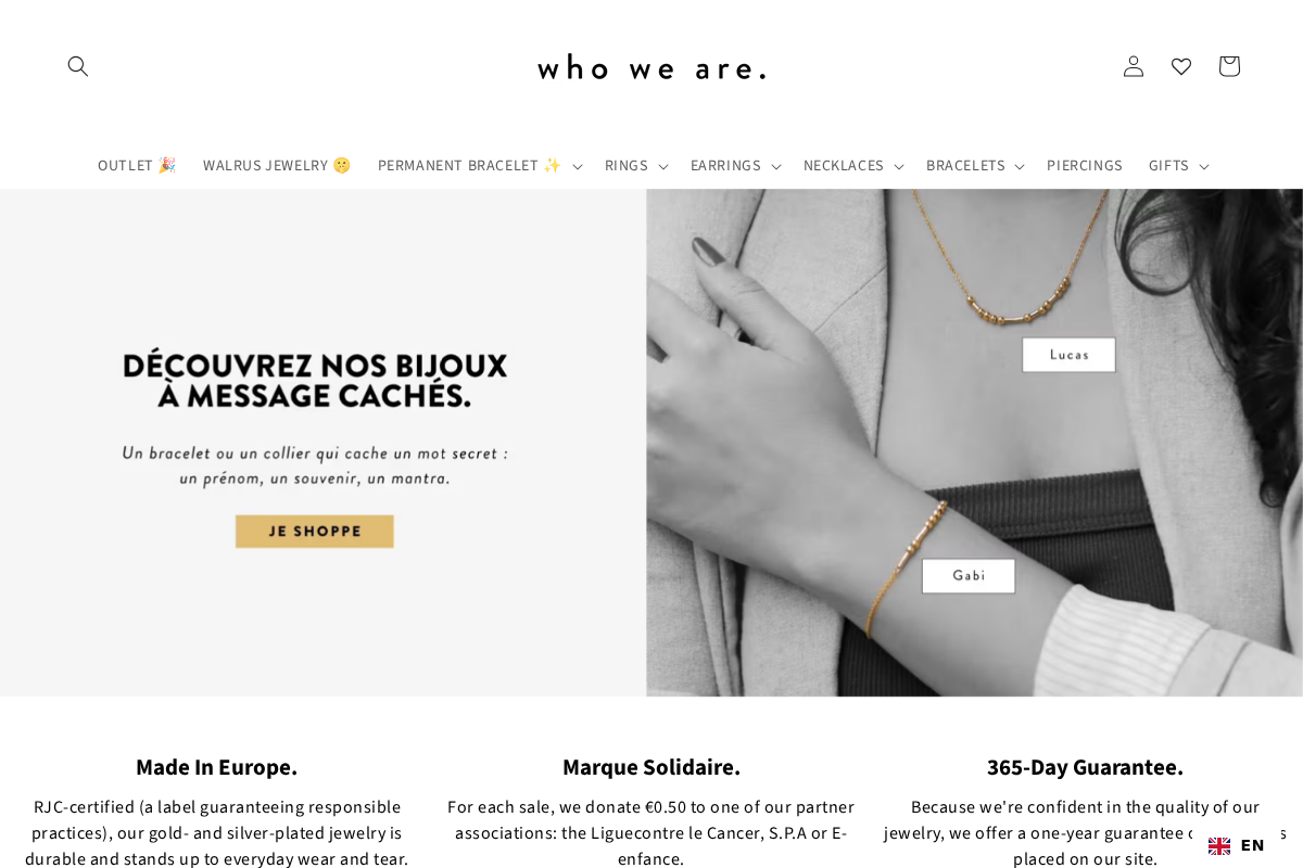 Who We Are bijoux homepage screenshot
