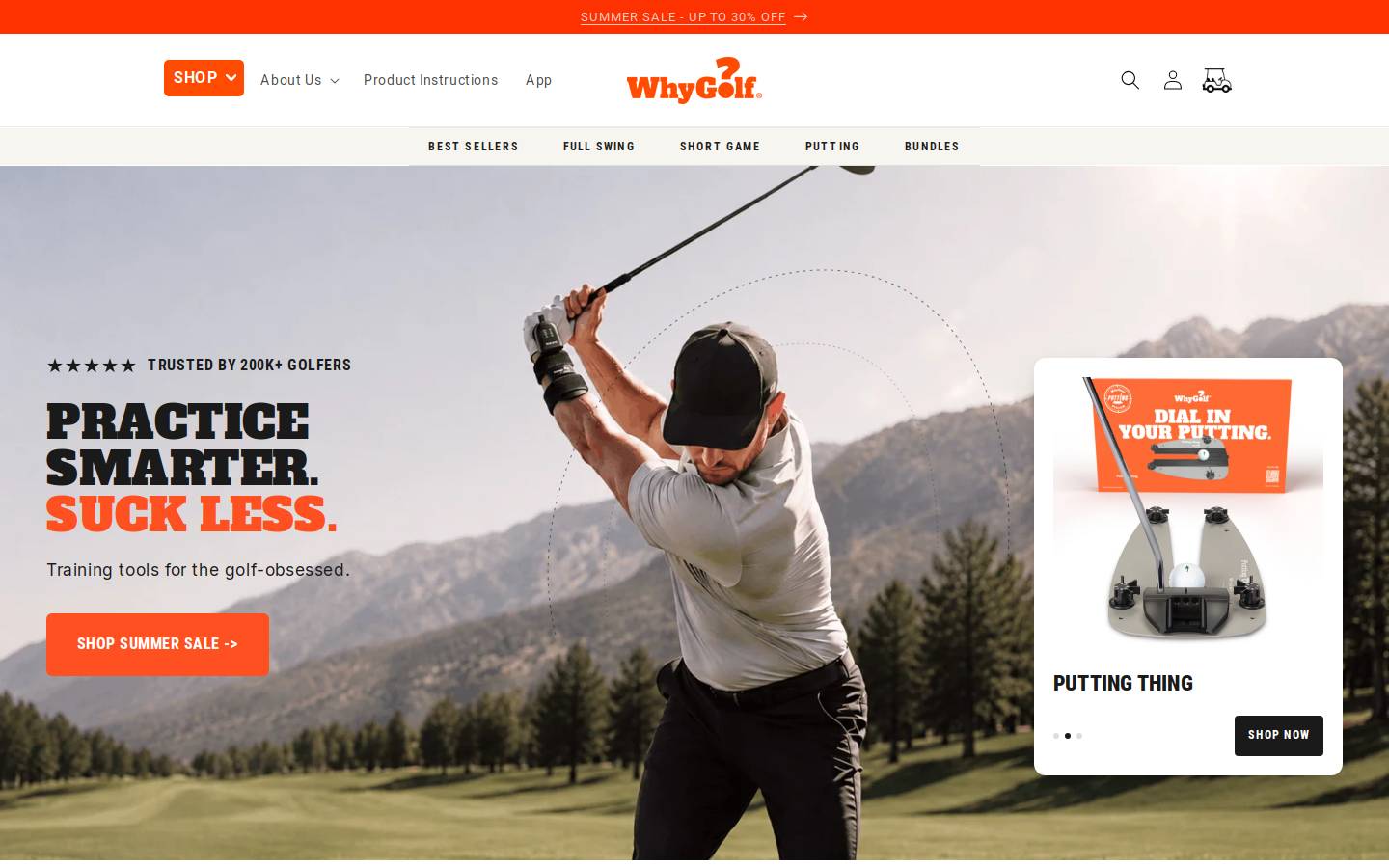 WhyGolf homepage screenshot