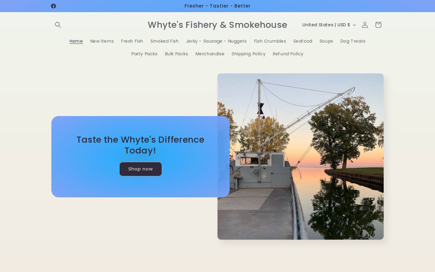 whytesfishery.com homepage screenshot