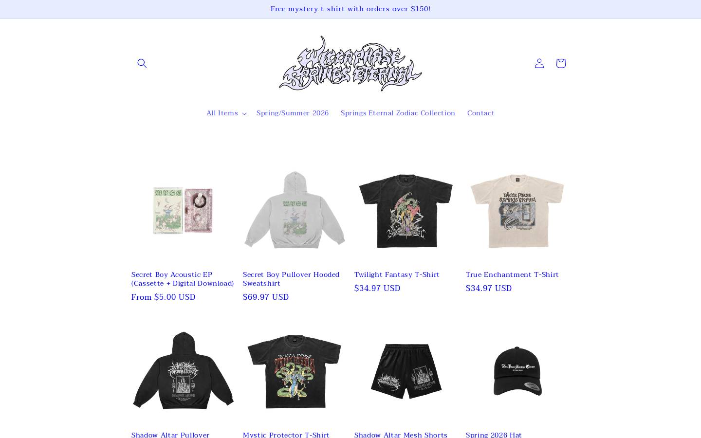 wiccaphase.store homepage screenshot