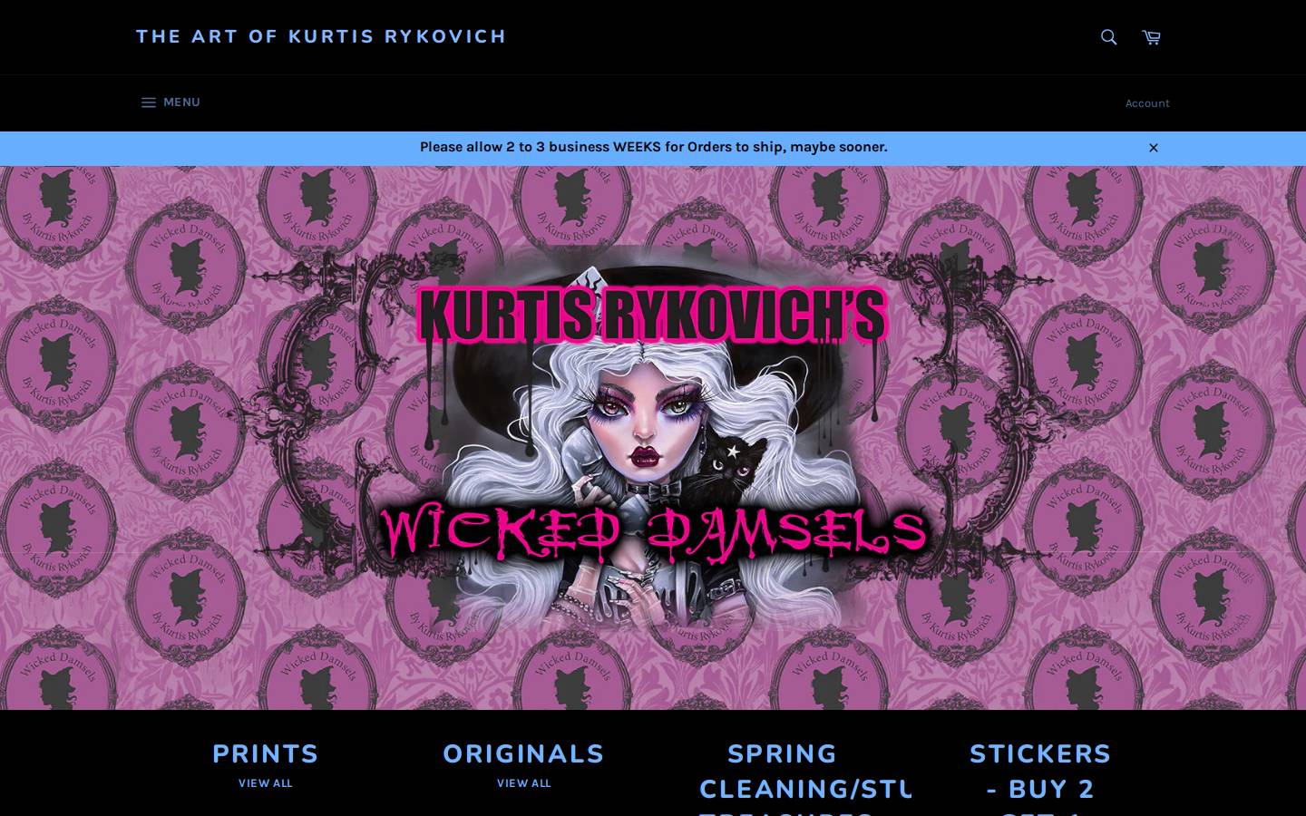 wickeddamsels.com homepage screenshot