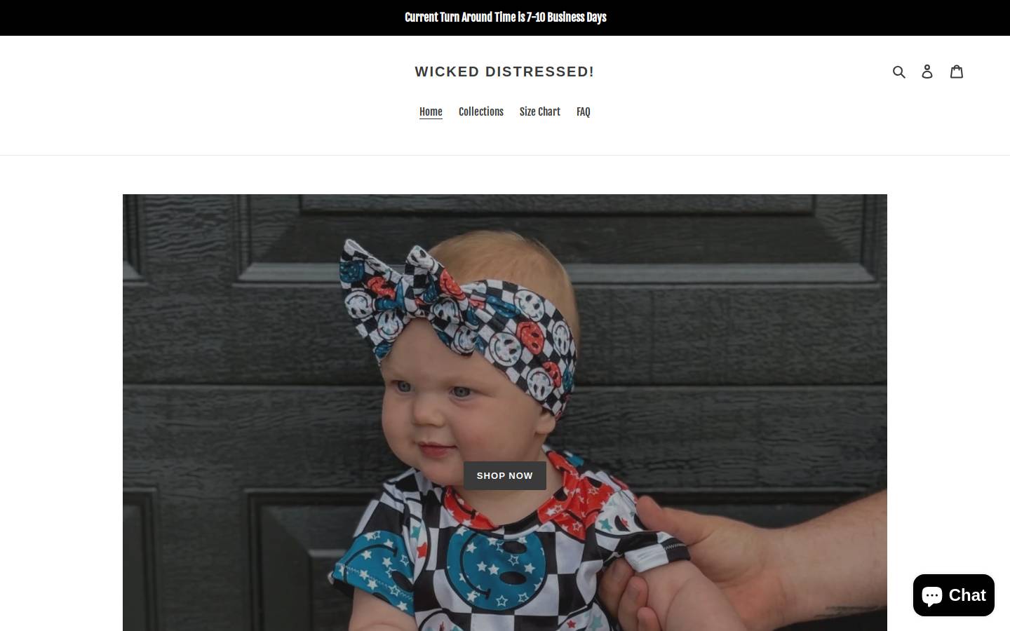 wickeddistressed.com homepage screenshot