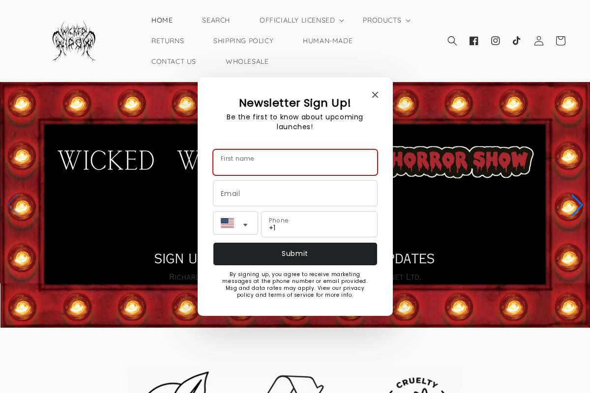 wickedwidowbeauty.com homepage screenshot