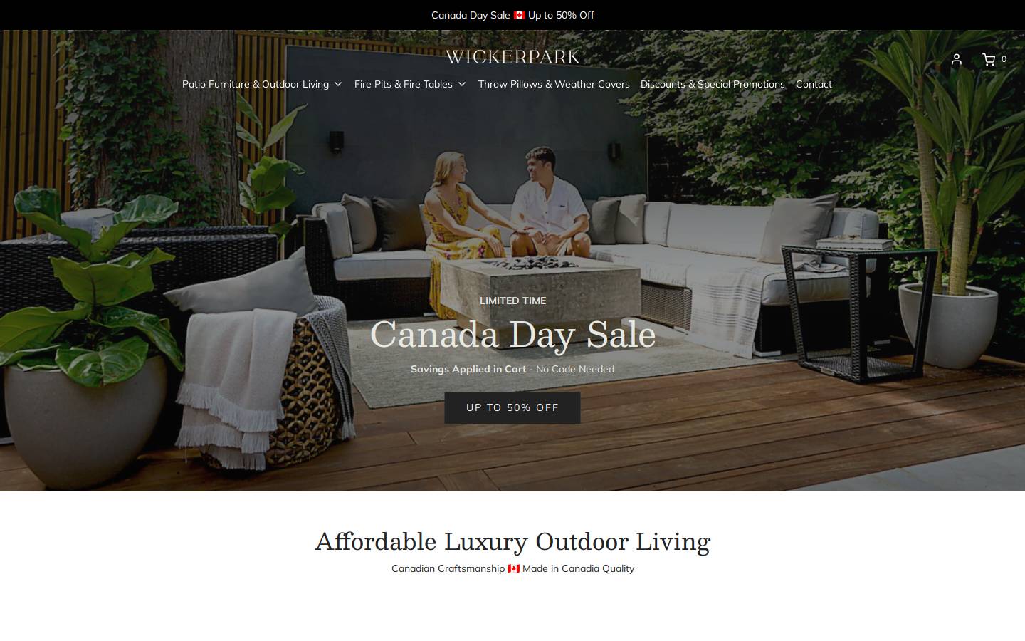 wickerpark.ca homepage screenshot