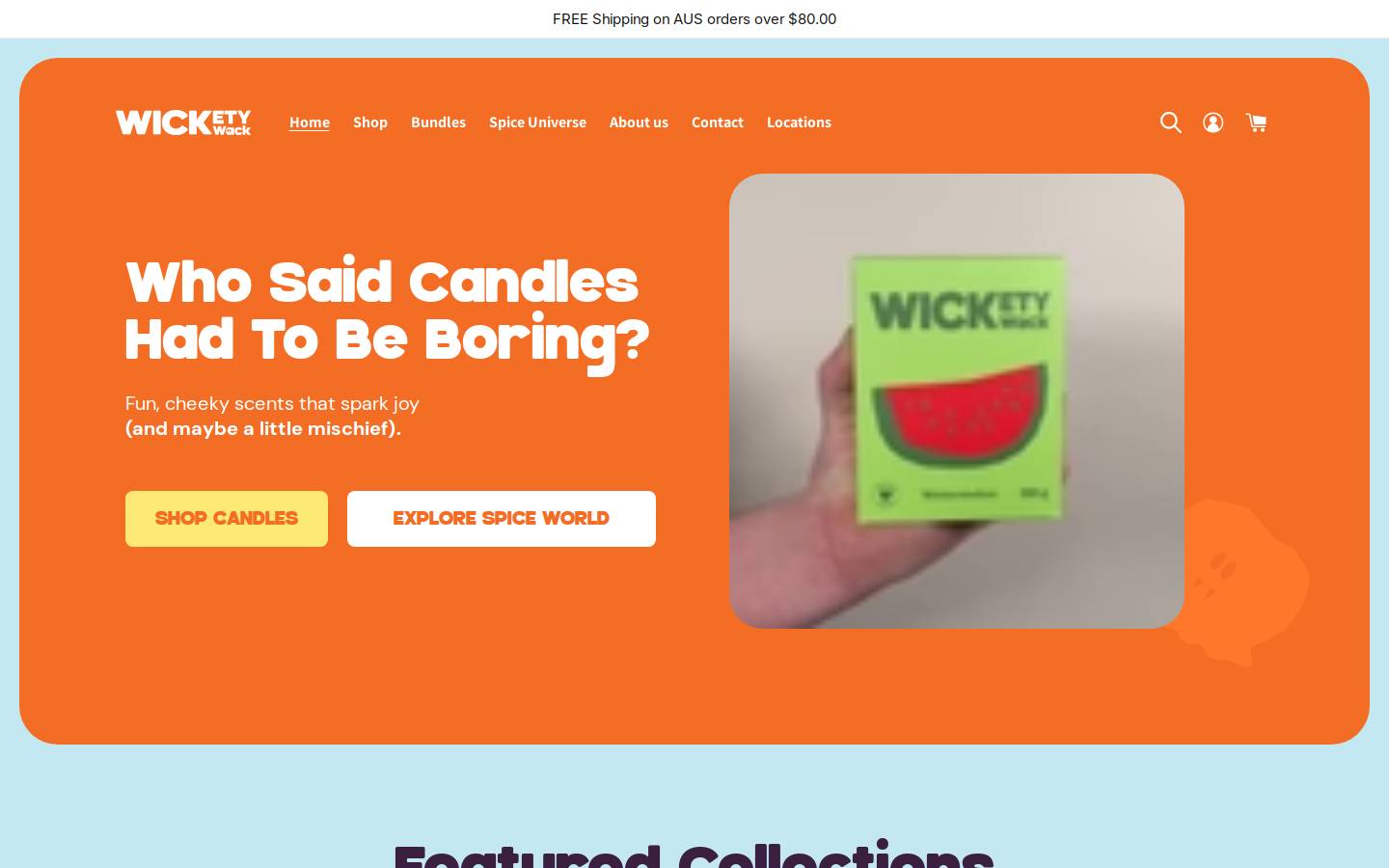 wicketywackcandles.com homepage screenshot