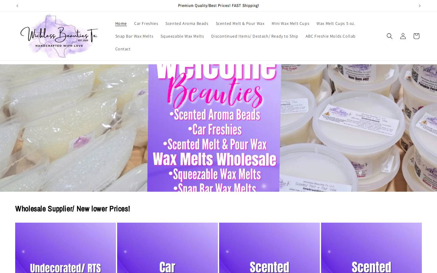wicklessbeautiestx.com homepage screenshot