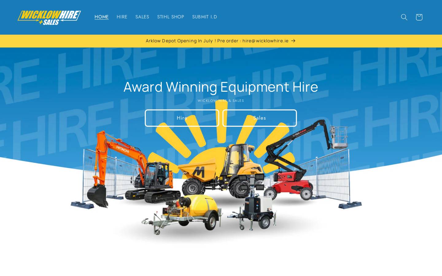 Wicklow Hire & Sales  homepage screenshot