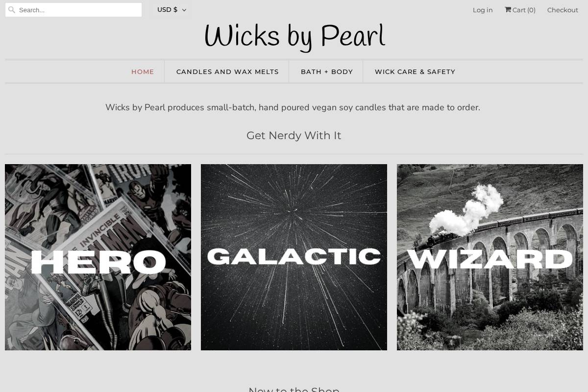 wicksbypearl.com homepage screenshot