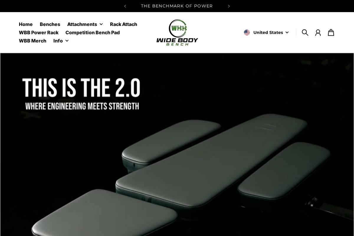 widebodybench.com homepage screenshot