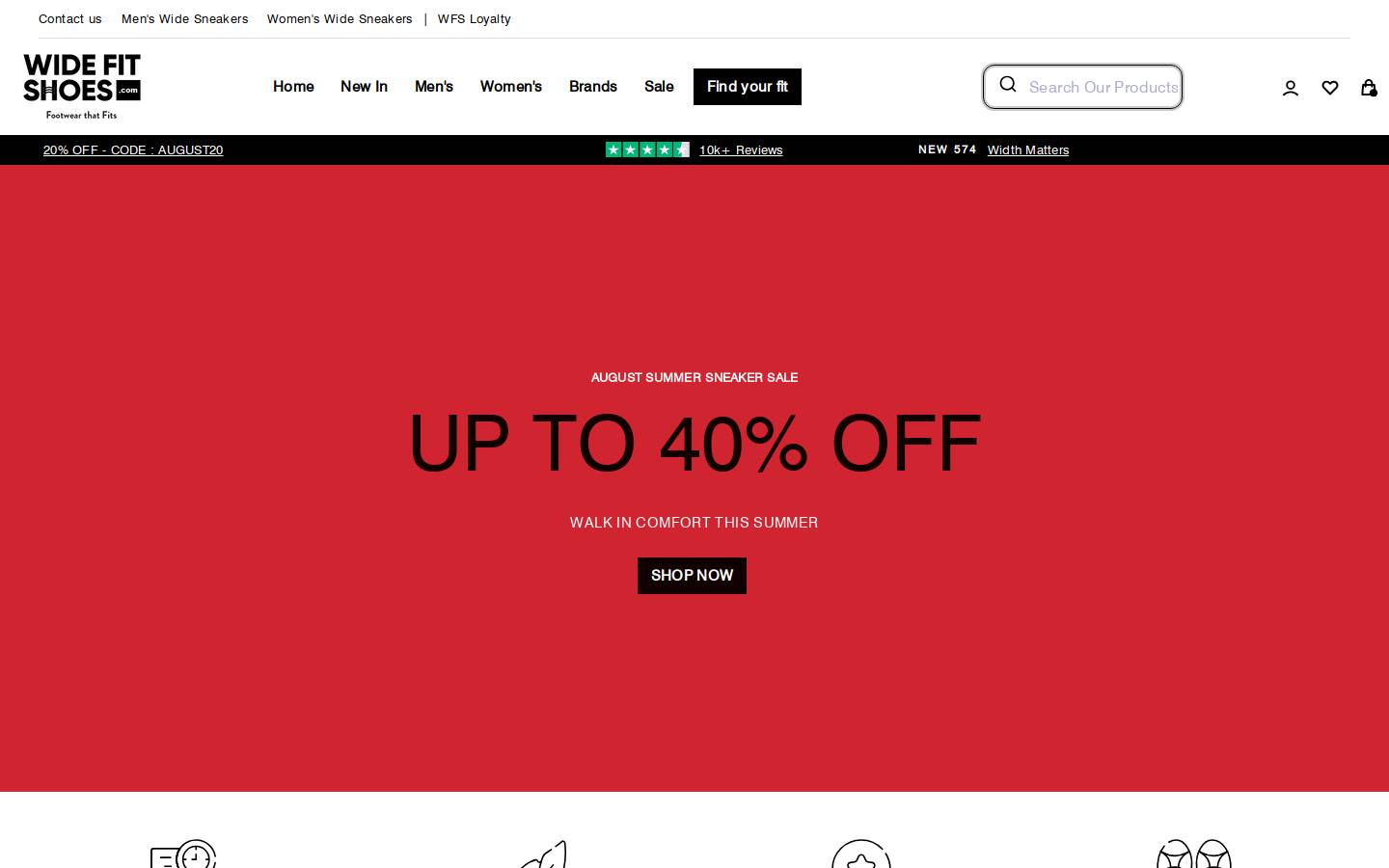 Widefitshoes homepage screenshot