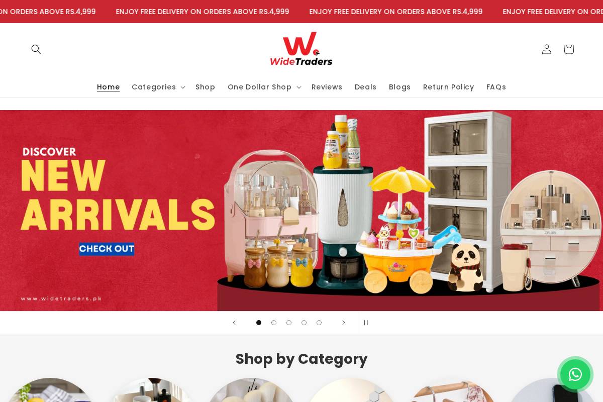 widetraders.pk homepage screenshot