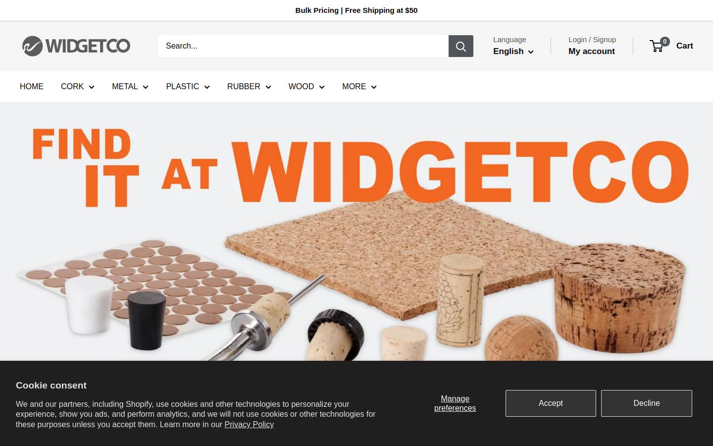 The Widget Mfg. Co., Inc. homepage screenshot