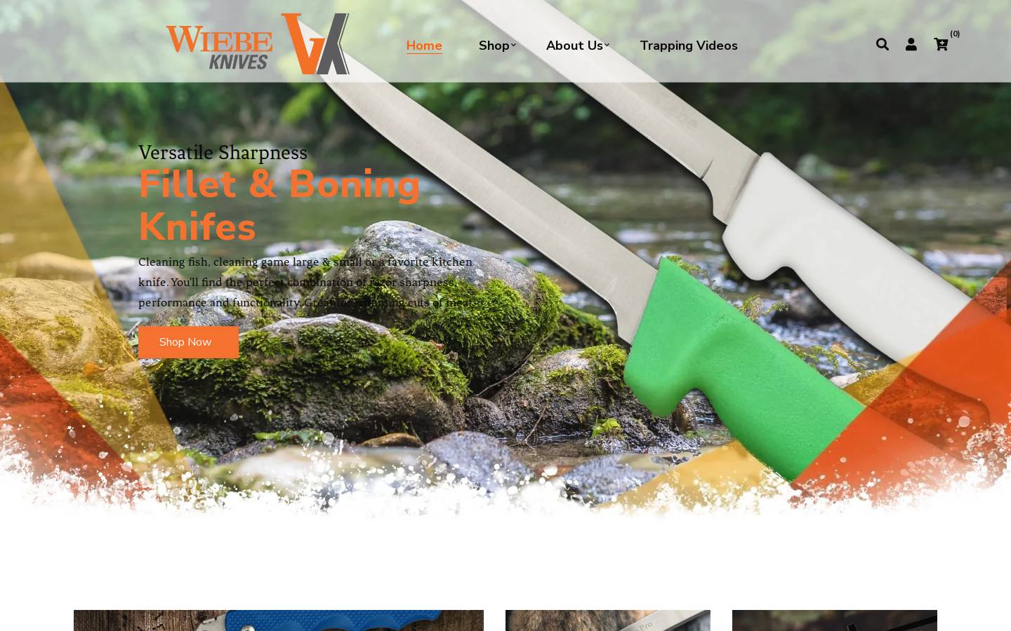 wiebeknives.com homepage screenshot