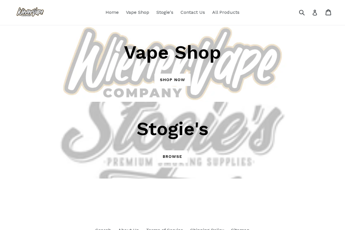 The Wiener Vape Company homepage screenshot