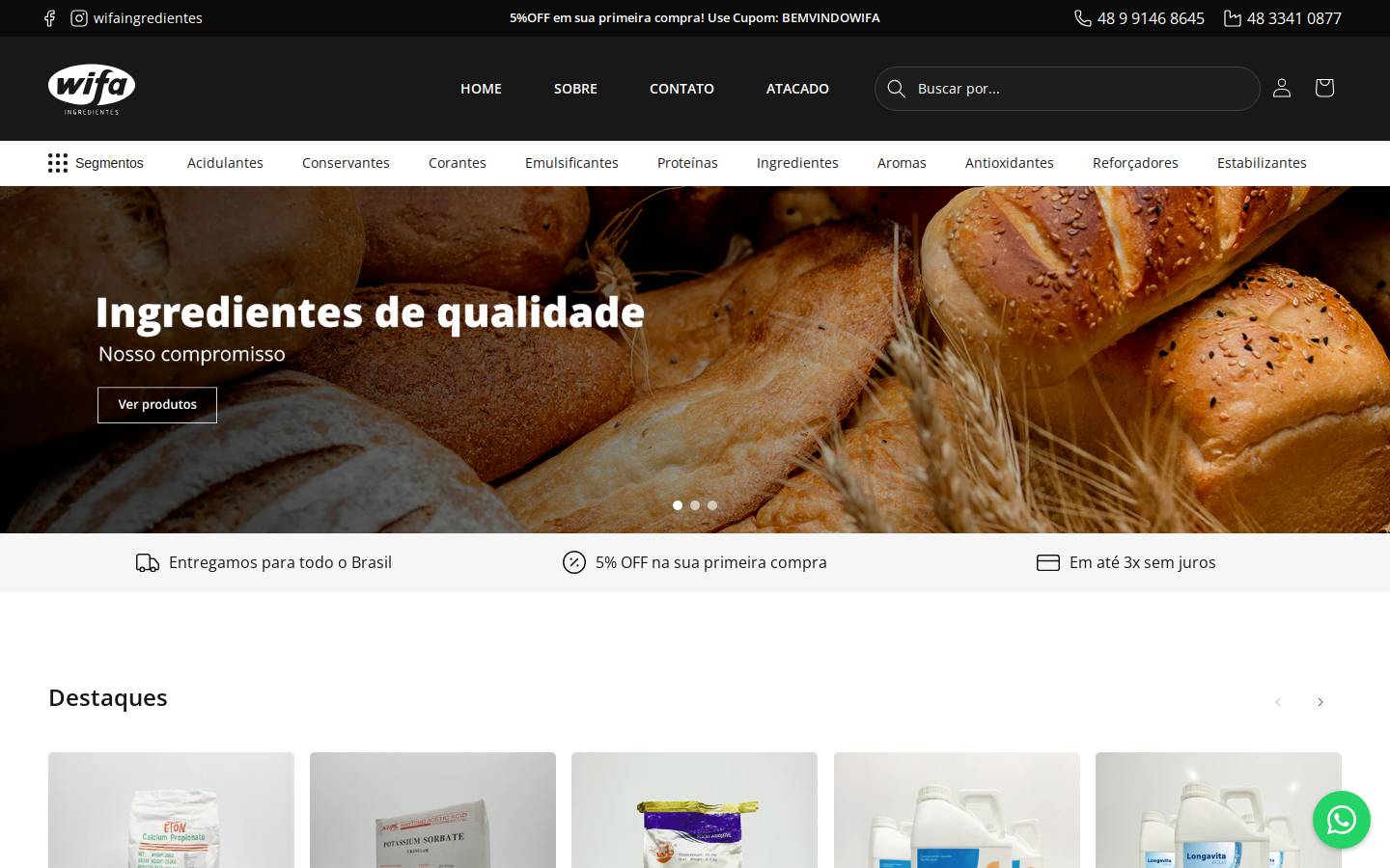 wifaingredientes.com homepage screenshot