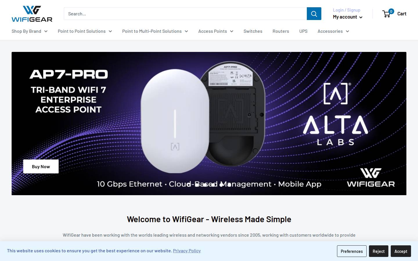 WifiGear homepage screenshot