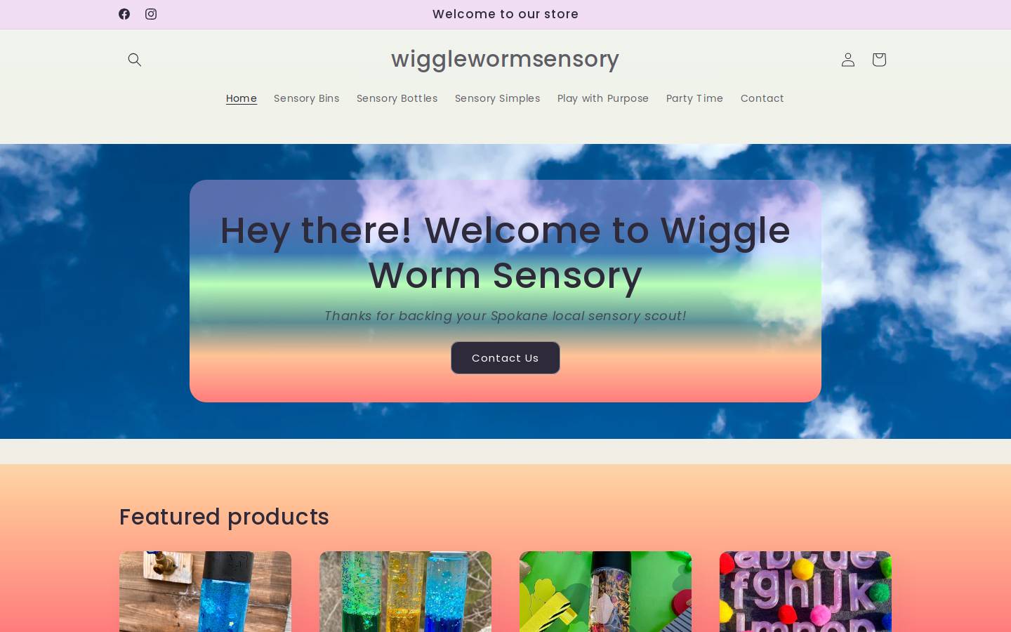 wigglewormsensory.com homepage screenshot
