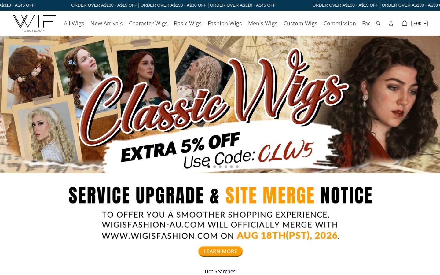 wigisfashion-au.com homepage screenshot