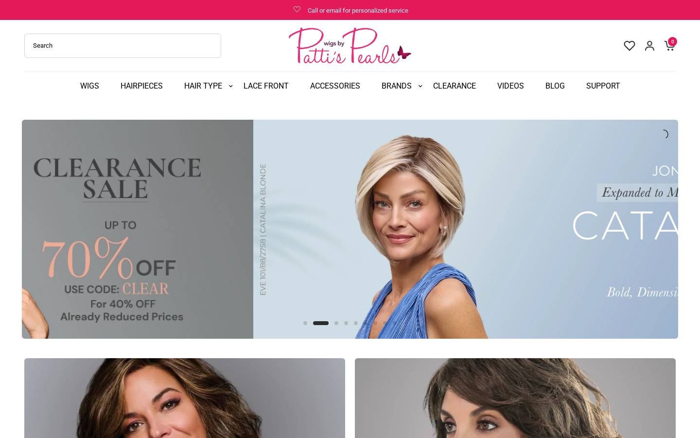 Wigs by Patti's Pearls homepage screenshot