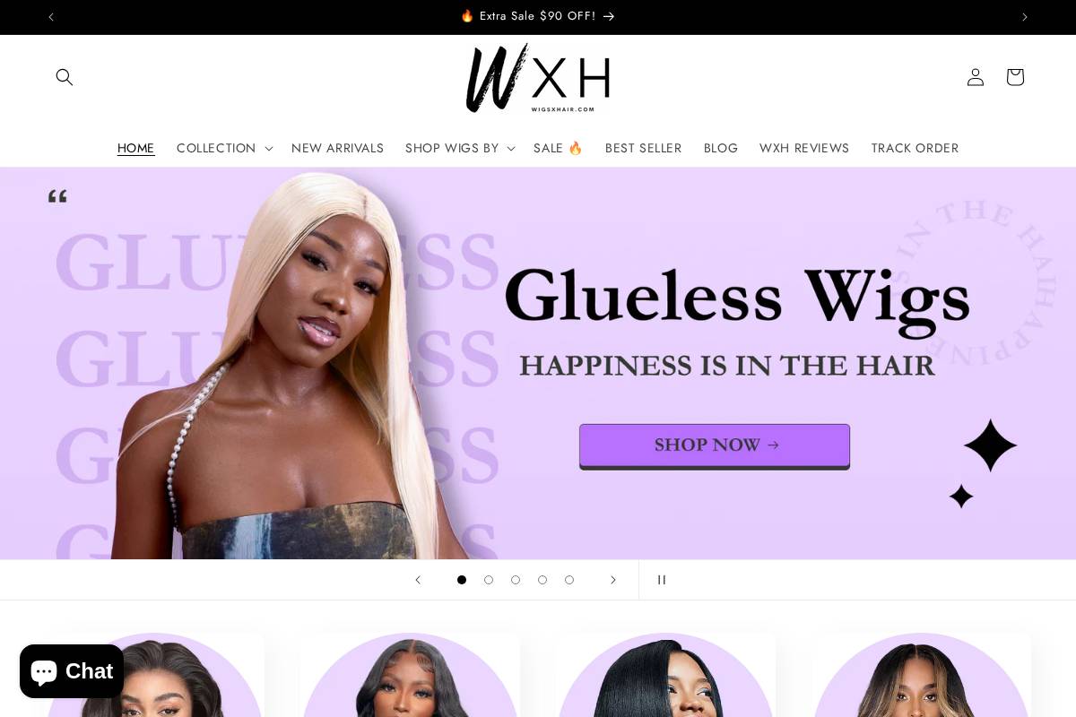 wigsxhair.com homepage screenshot