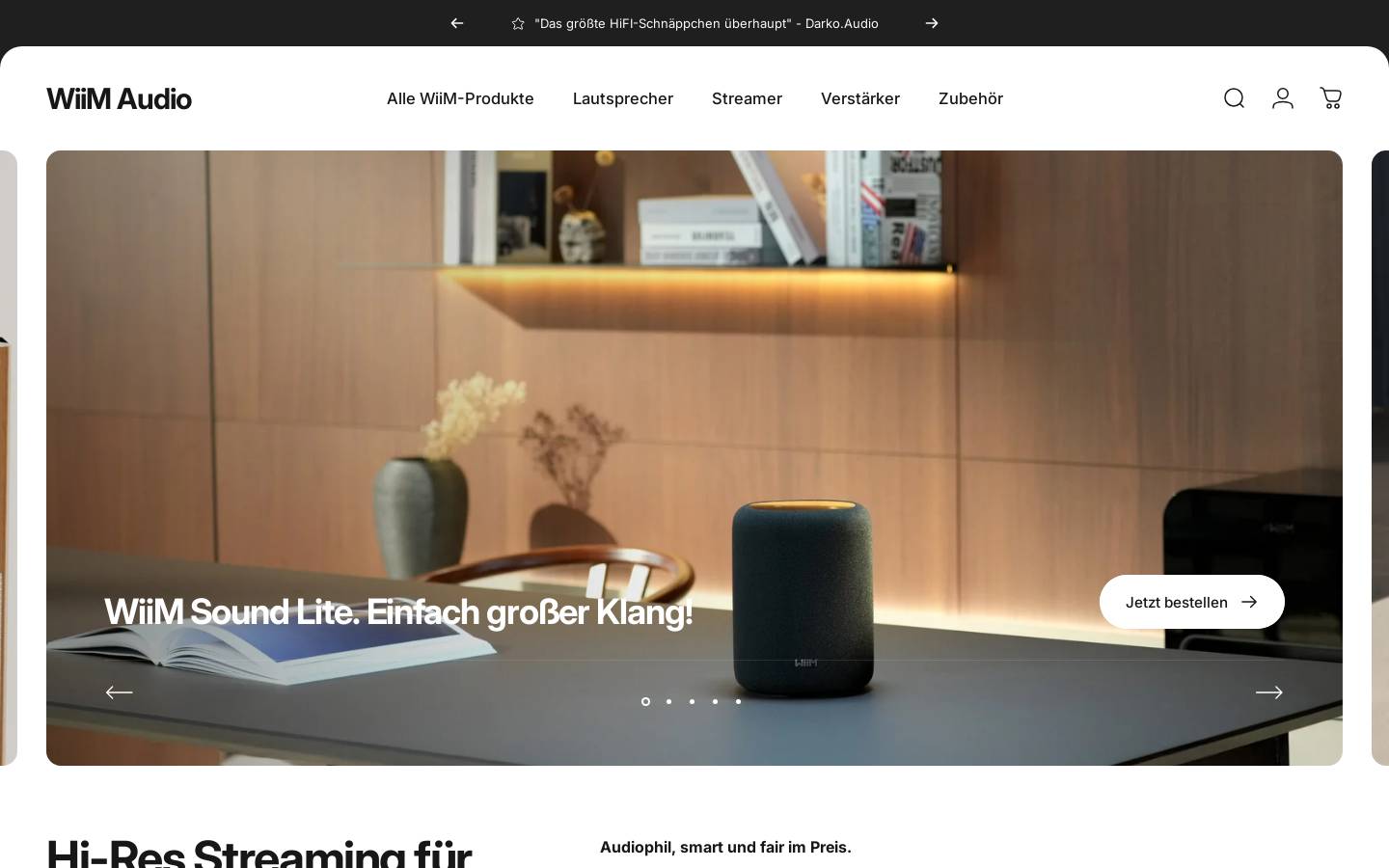Wiim Audio homepage screenshot
