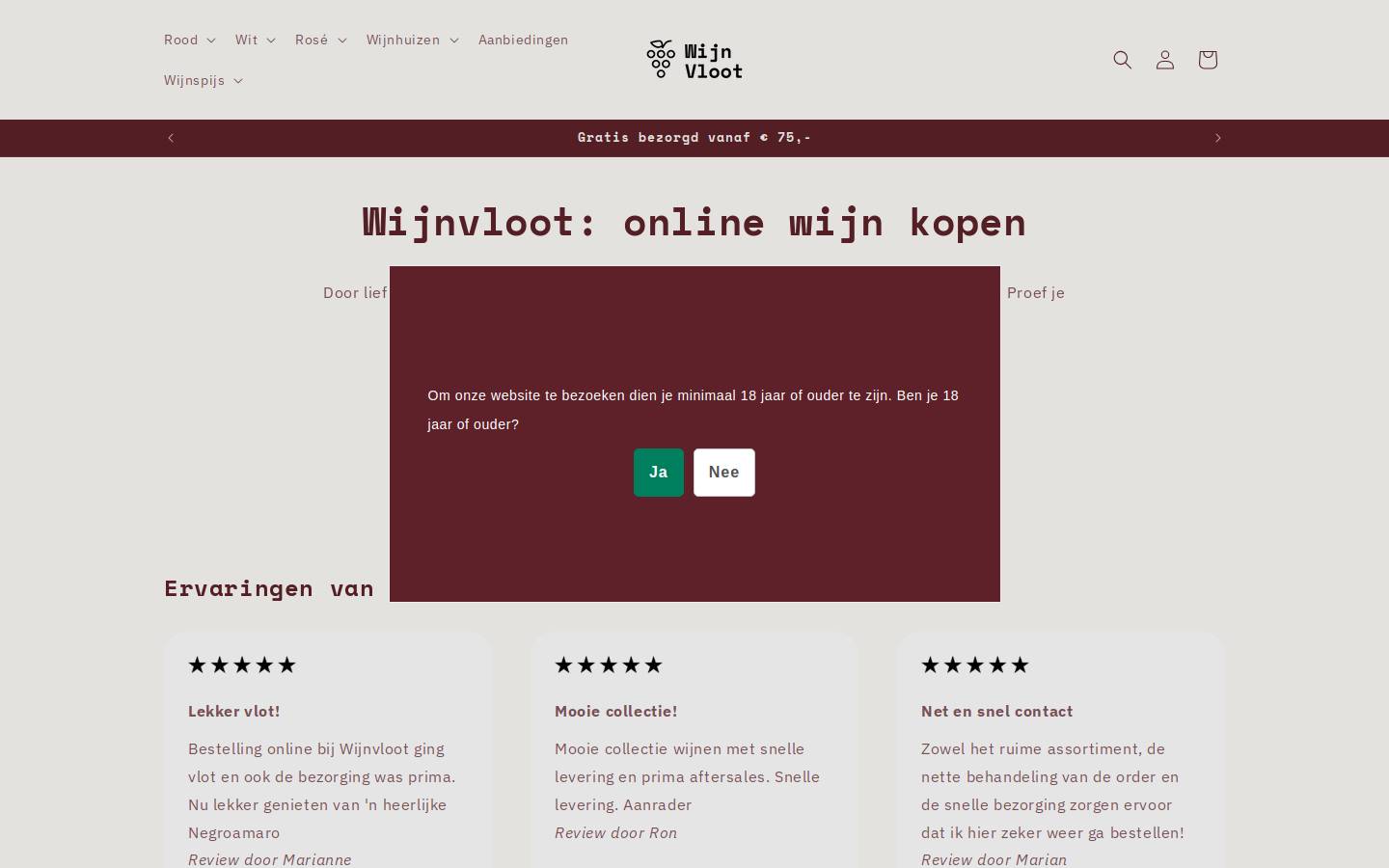 wijnvloot.nl homepage screenshot