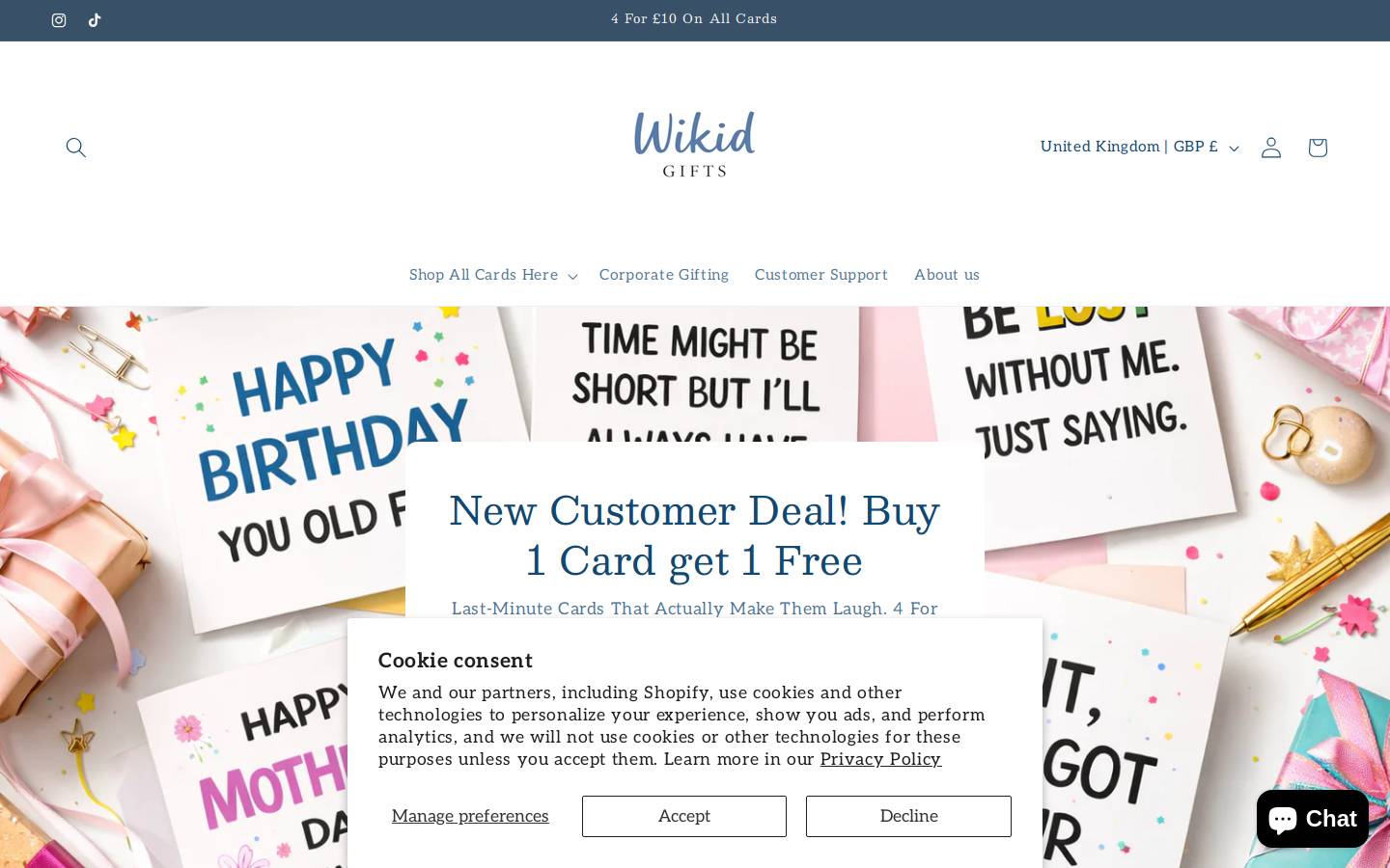 wikidgifts.com homepage screenshot