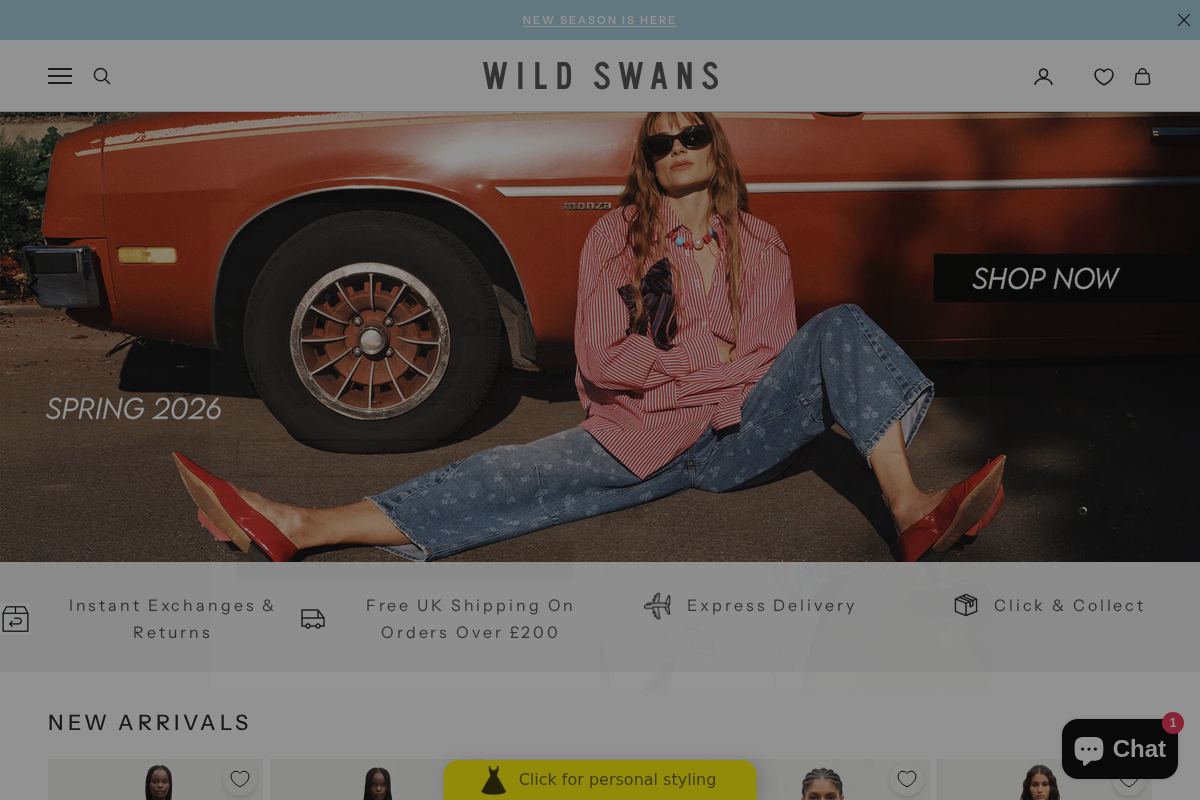 Wild Swans homepage screenshot