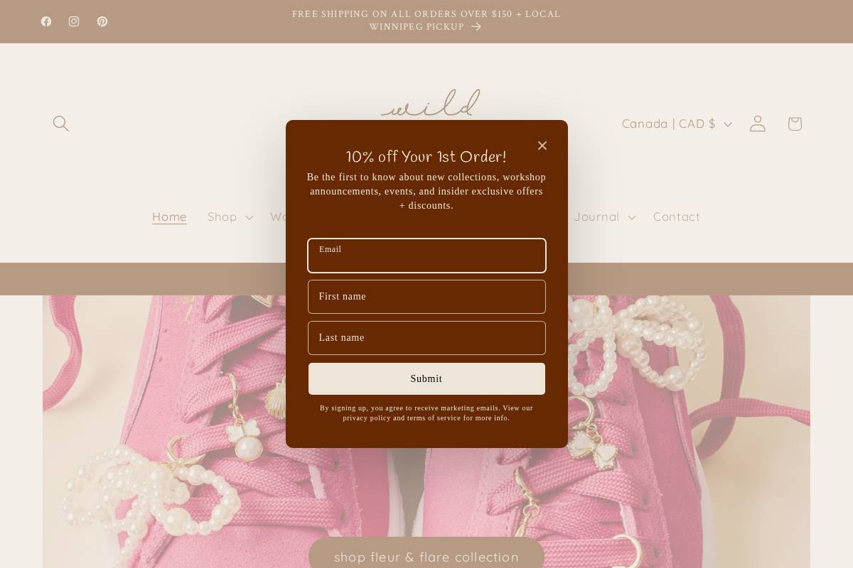 wildandrooted.ca homepage screenshot