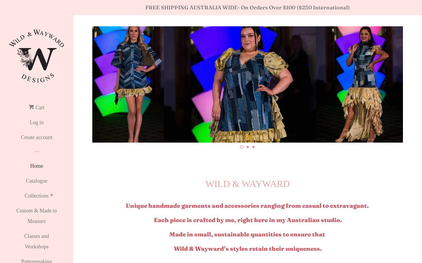 wildandwaywarddesigns.com.au homepage screenshot