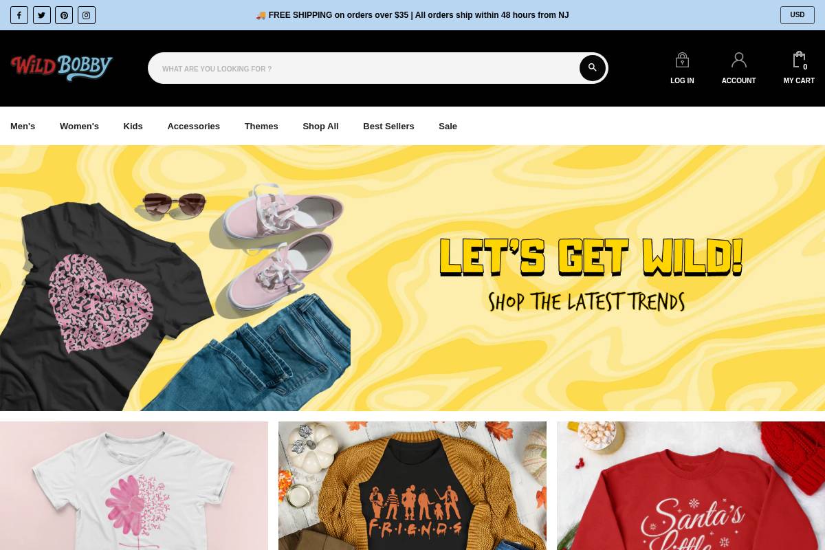 wildbobby.com homepage screenshot