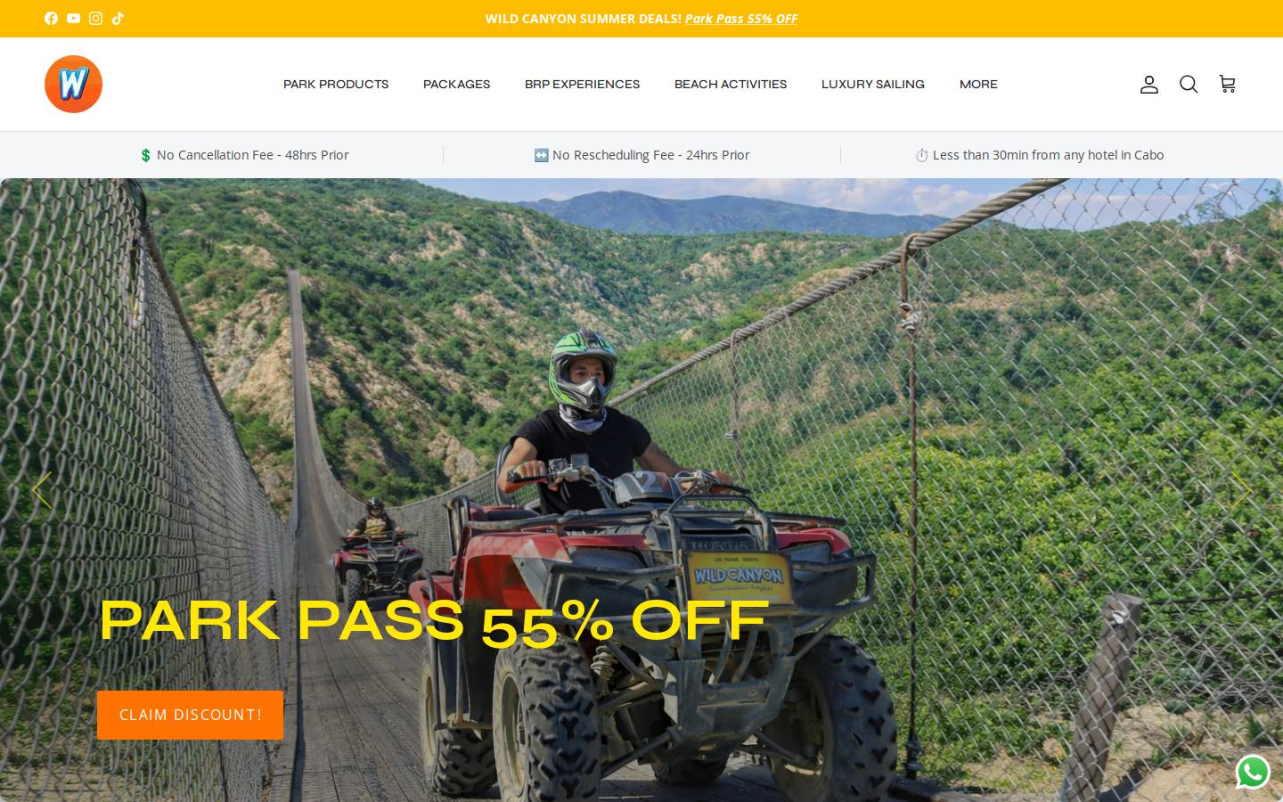 Wild Canyon homepage screenshot