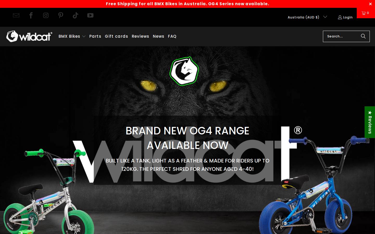 wildcatbmx.com.au homepage screenshot