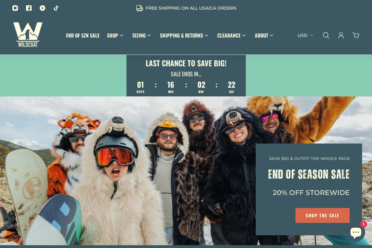 wildcoat.com homepage screenshot